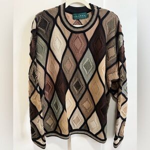 Vintage Dalmine Canada Diamond Knit Sweater Classic Y2K Multicolored 3D Pattern